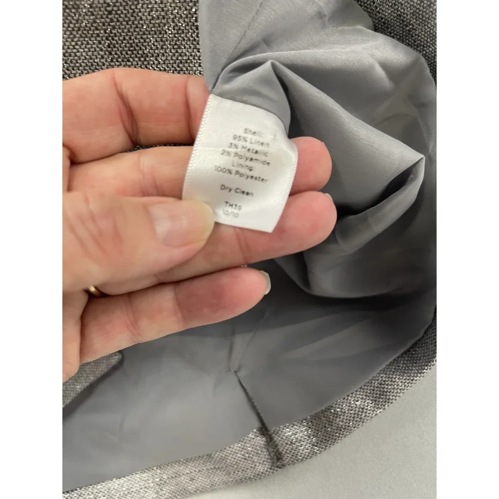 Talbots Womens Blazer Jacket 16 Gray Silver Holiday Party Cocktail Linen‎ Blend